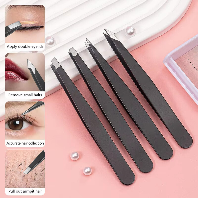 Eyebrow Tweezers Eyebrow Clip 4 pcs/Set Hair Beauty Pluckers Stainless Steel