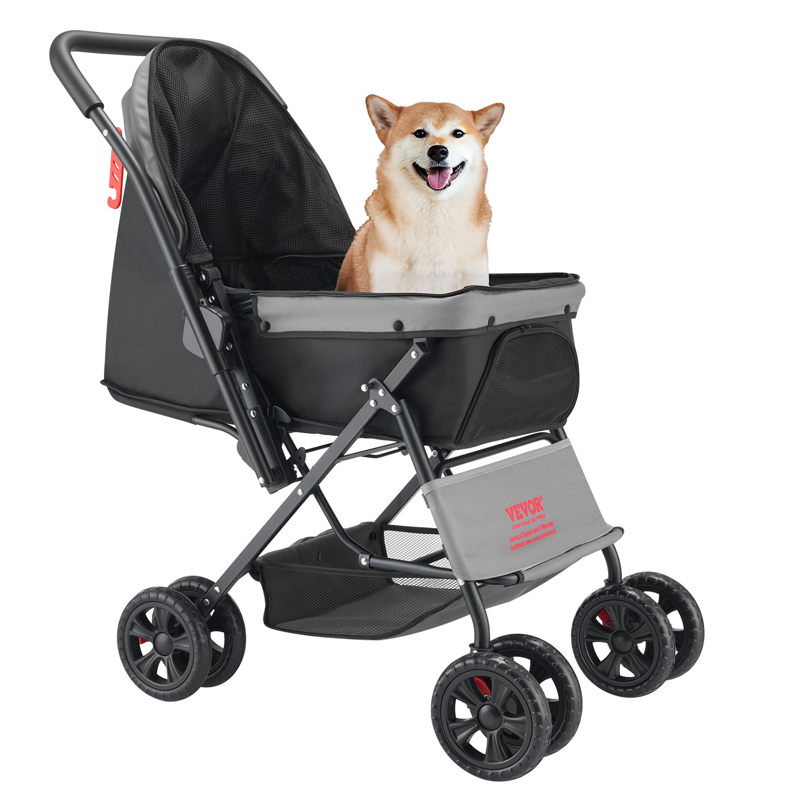 VEVOR Pet Stroller Foldable 4 Wheels Travel Dog Stroller Reversible Handle