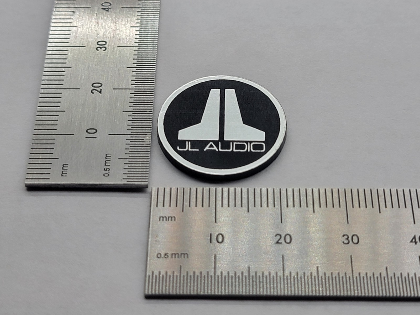 JL Audio Electroform 0.85" Badge Logo Emblem - Brushed Silver