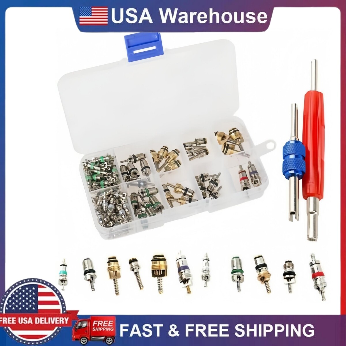 102pcs Car R12 & R134a A/C Air Conditioner Schrader Valve Core Remover Tool Kit