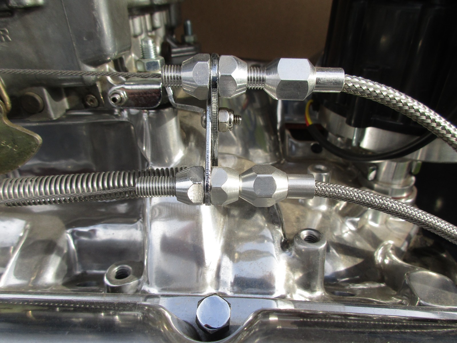 STAINLESS STEEL THROTTLE, 727 KICK DOWN CABLE AND BRACKET KIT #6054/6055/#6056