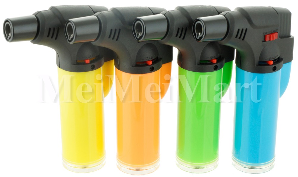 Jumbo 4" Single Jet Flame Torch Lighter Refillable Lockable Windproof Neon Color