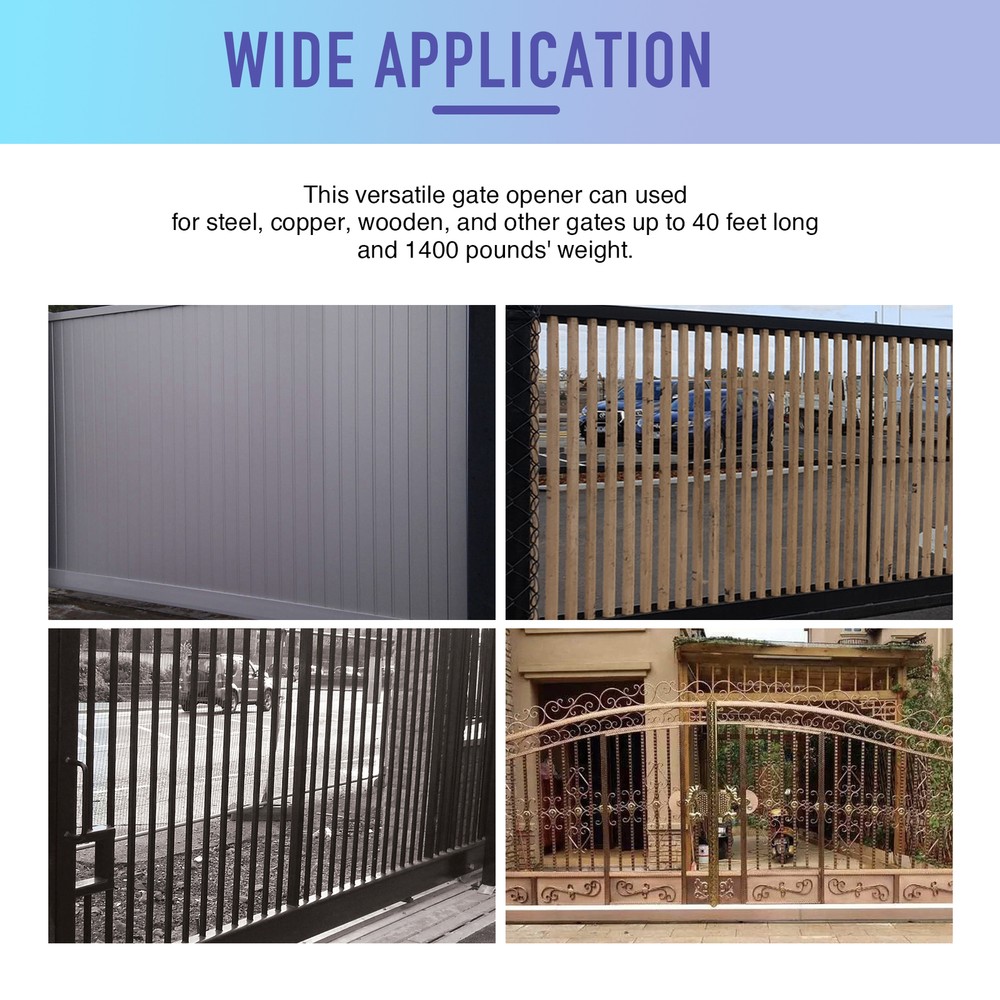 1400lbs Sliding Gate Opener Electric Operator w/Remote Control Automatic Roller.