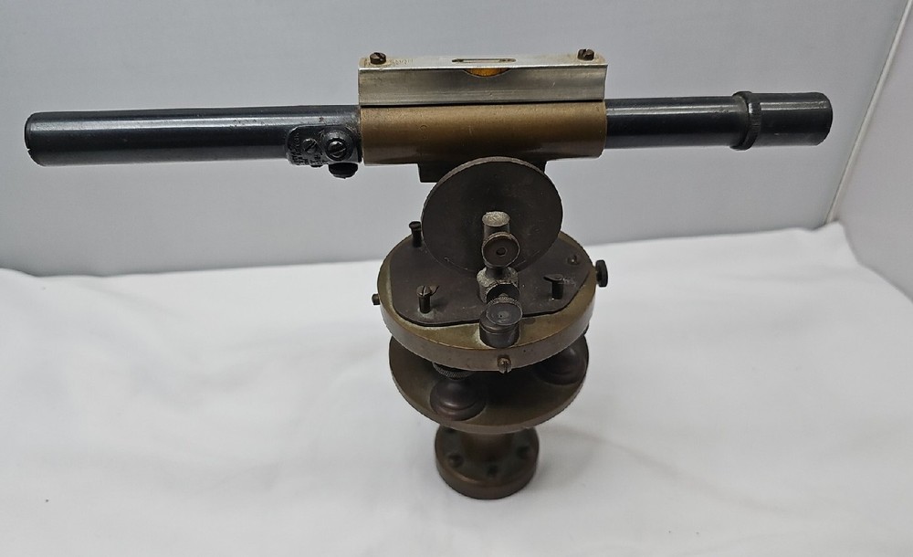 Antique brass transit survey level with scope