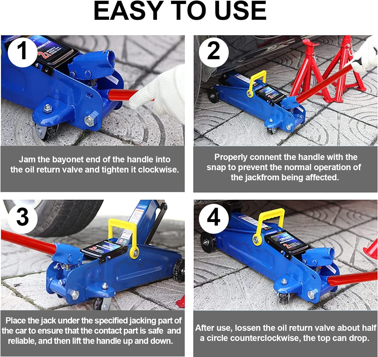 Horizontal Hydraulic Jack Handle 2 Ton Jack Handle Replacement with Rubber Glo
