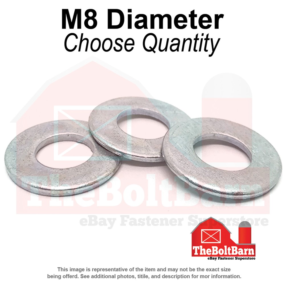 M8 Class 10 Hardened Flat Washers Zinc Clear (Pick Quantity)