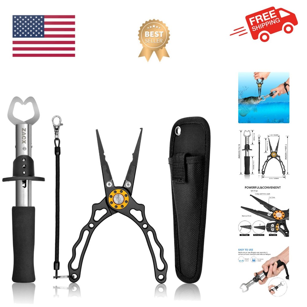 Fish Lip Gripper Pliers - Upgraded Muti-Function Hook Remover and Split Ring ...