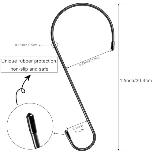 6 Pack Extra Large S Hooks for Hanging Plants, Rust-Proof Heavy Duty 12 Inch