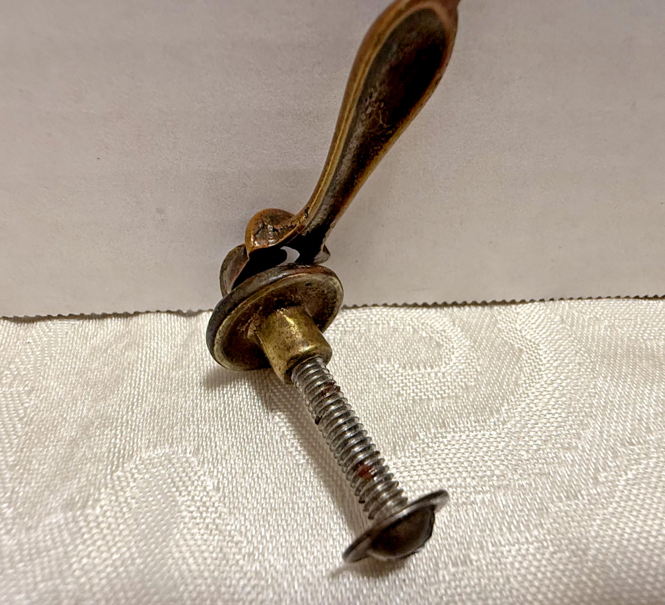 Vintage Teardrop / Pendant Drawer Pull Brass Tone Furniture Hardware Aged Patina