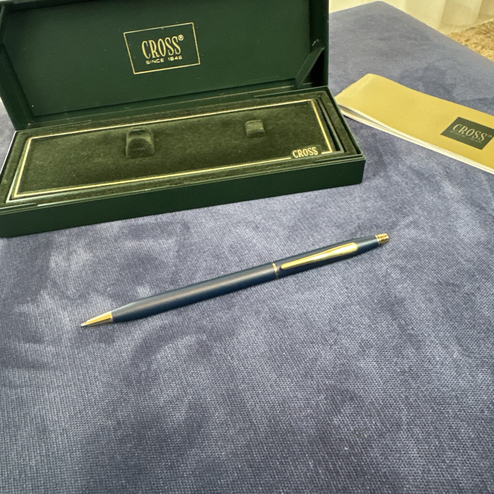 CROSS CLASSIC CENTURY SATIN BLUE WITH 23KT GOLD TRIM BALLPOINT PEN