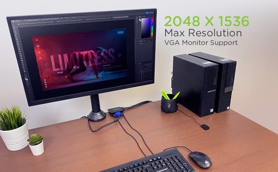 Multi-Computer 2-Port USB KVM Switch: Effortless Switching for Home & Office