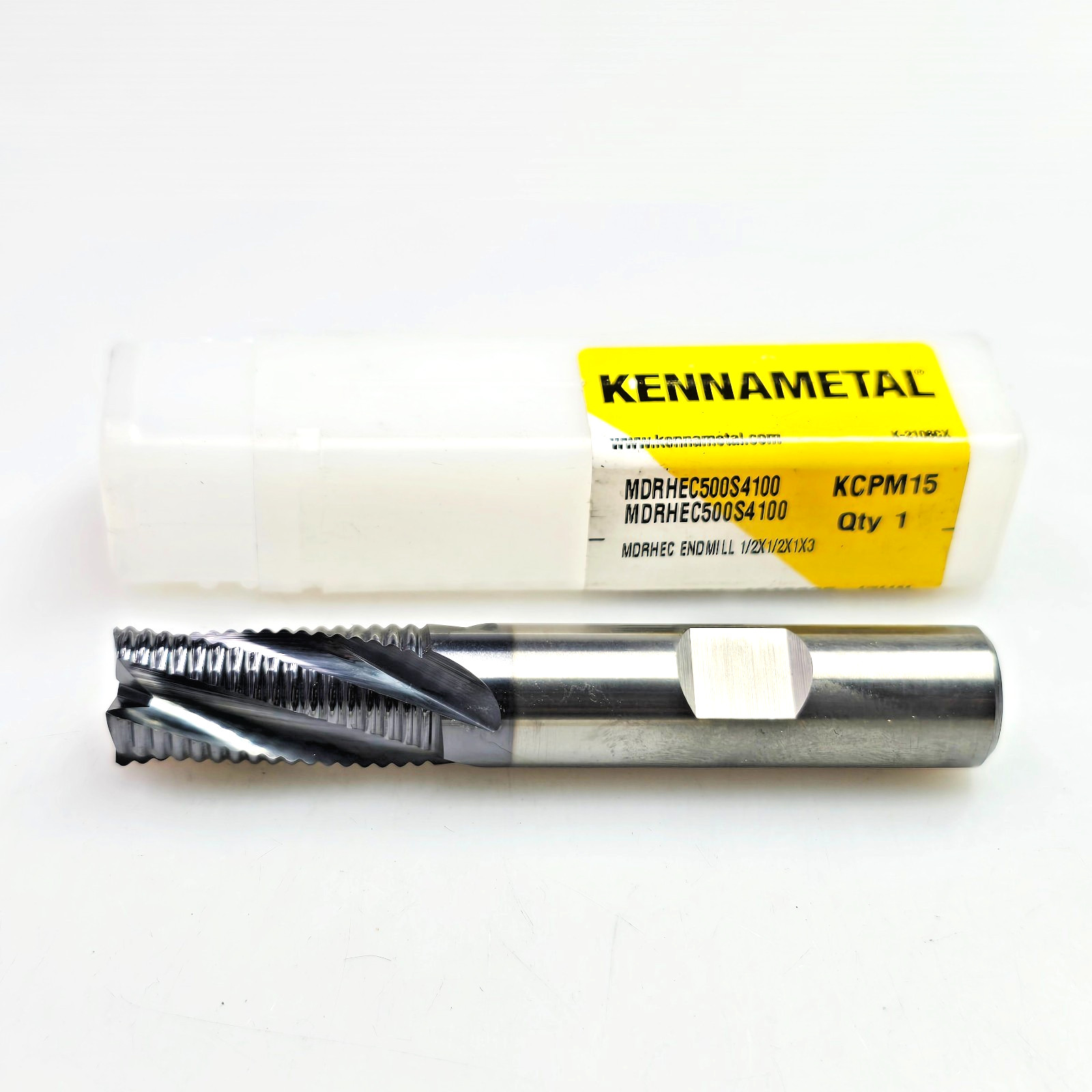 Kennametal 1/2" x 1/2 x 1 x 3 Solid Carbide End Mill Roughing MDRHEC500S4100