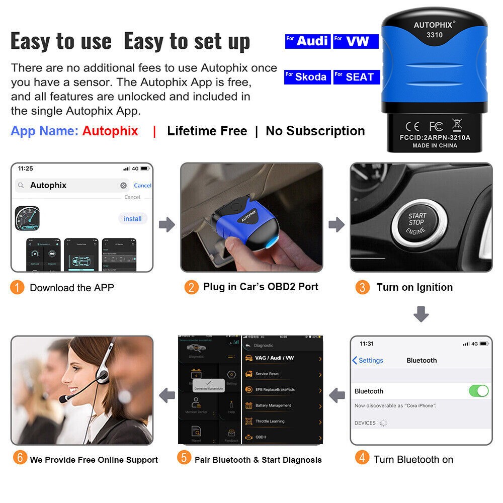 AUTOPHIX 3310 OBD2 Code Reader All System Diagnostic Scanner Oil Reset BAT Check