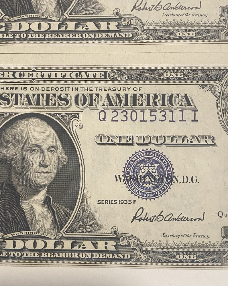 3 consecutive Error  1935C Miscut/Misaligned $1 Silver Certificate UNC！RARE！！