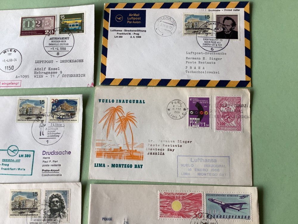 Airmail flight cover mixed world 9 items Ref A1461