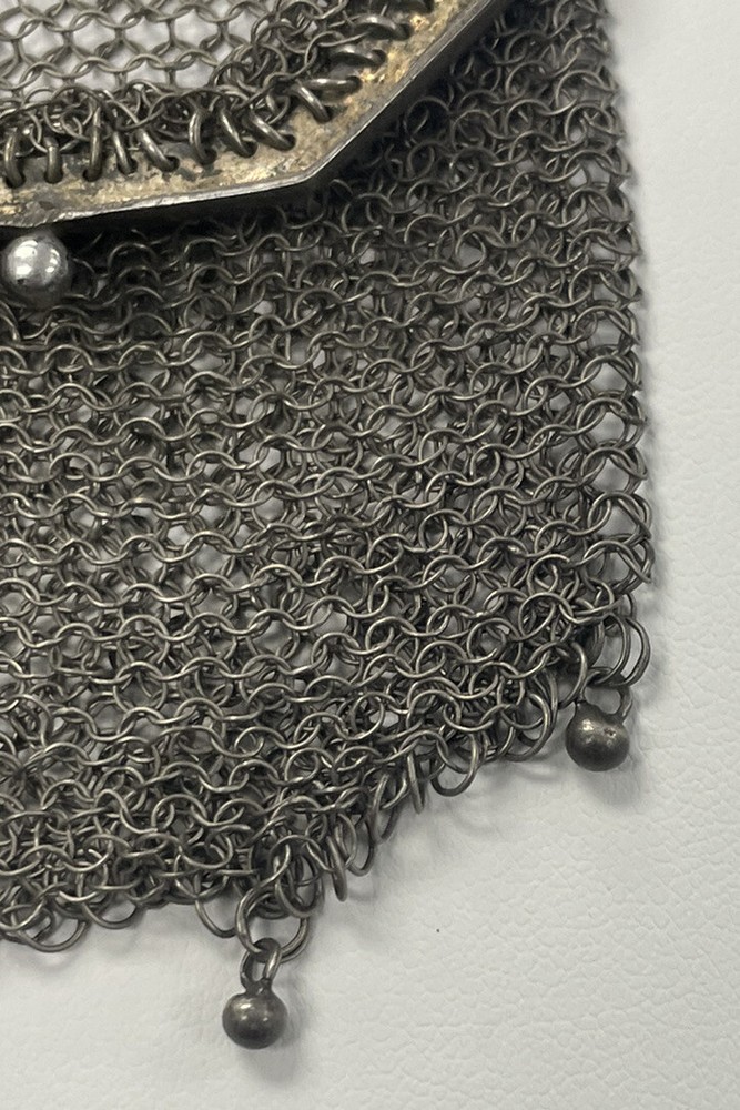 Antique Silverplated Mesh Purse 3 1/2”