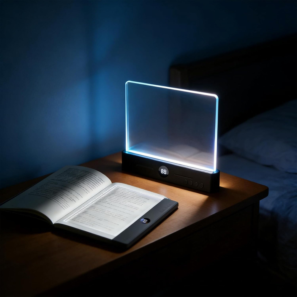 LED Clear Flat Book Light,Rechargeable Clear Flat Panel Reading Lamp with 3 Colo