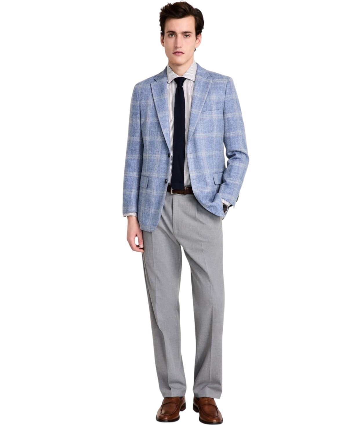 Tommy Hilfiger Mens Modern fit Sport Coat Blazer 44 R Light Blue Plaid Stretch