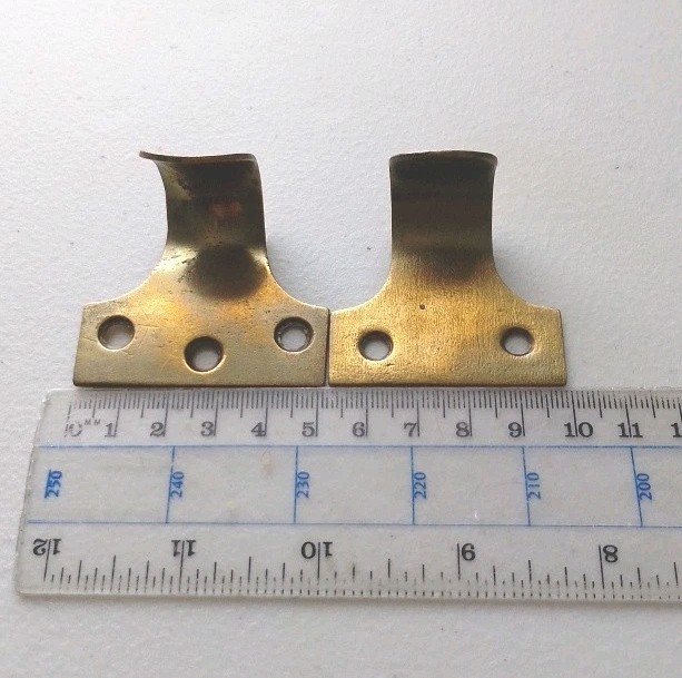 Pair Vintage Solid Brass Sash Window Pull Lifts 5cm W Reclaimed Salvage