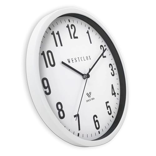 Classic Wall Clock, 9 Inch White Frame Analog Clock with Easy to Read Dial
