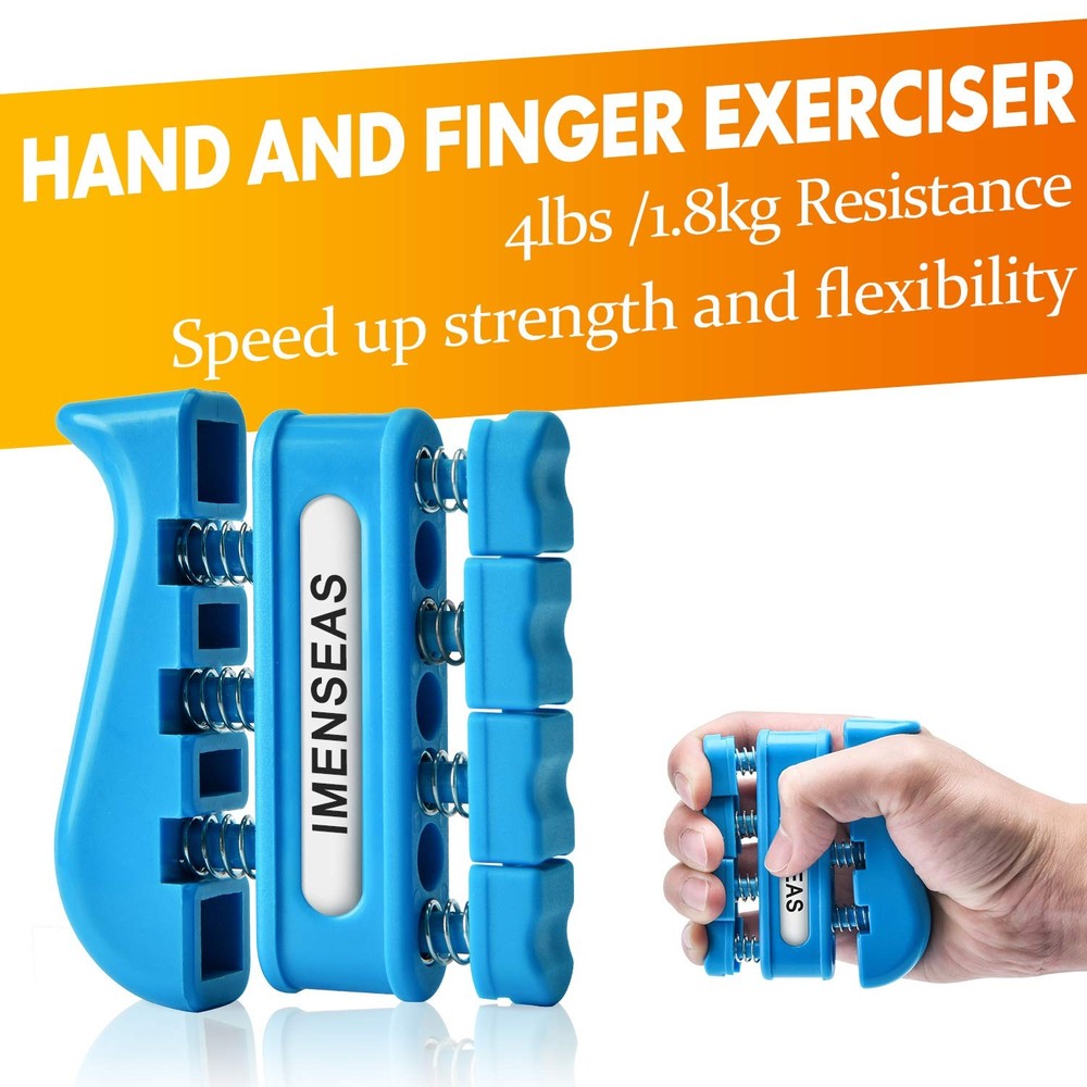 IMENSEAS Grip Strength Trainer 7 Pack Adjustable Hand Gripper, Finger Blue