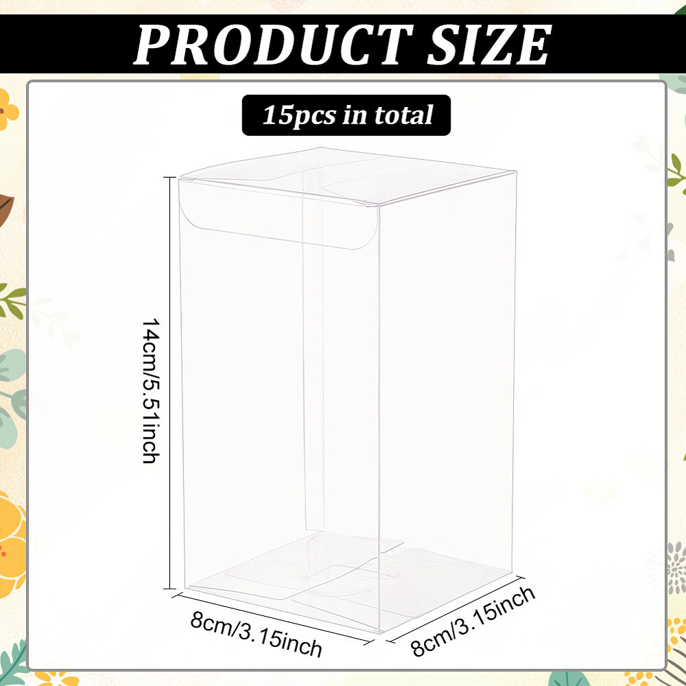 15pc Rectangle Transparent Plastic PVC box Gift Packaging Waterproof Folding box