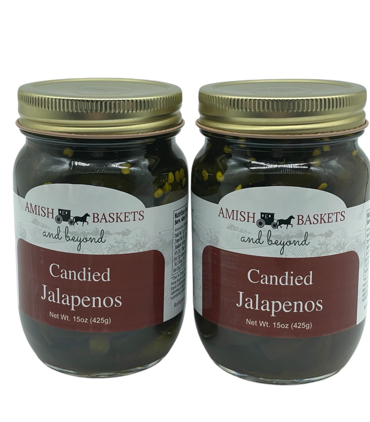 Amish Candied Jalapenos Non GMO Vegan All Natural - 15 oz - 2 Jars