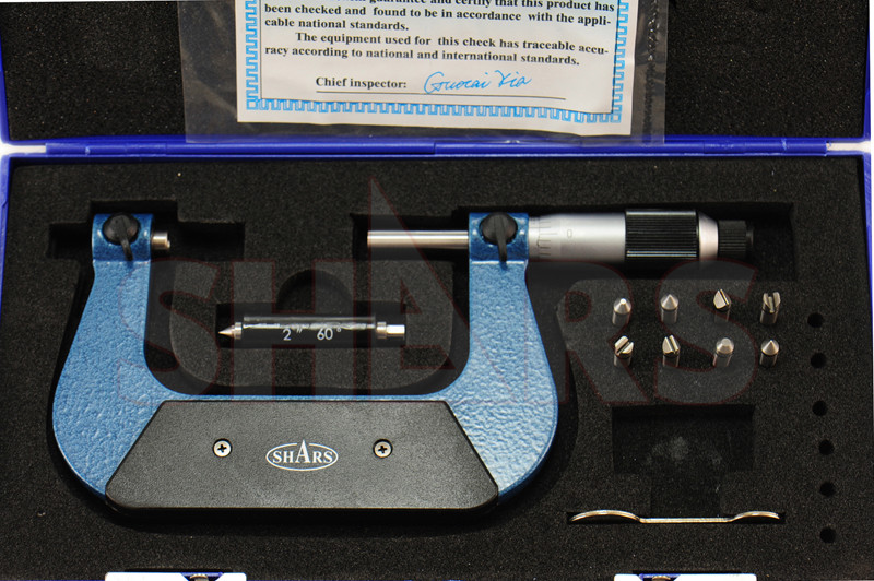 Shars 2-3" Screw Thread Micrometer .0001" Graduation Multi Anvil P}