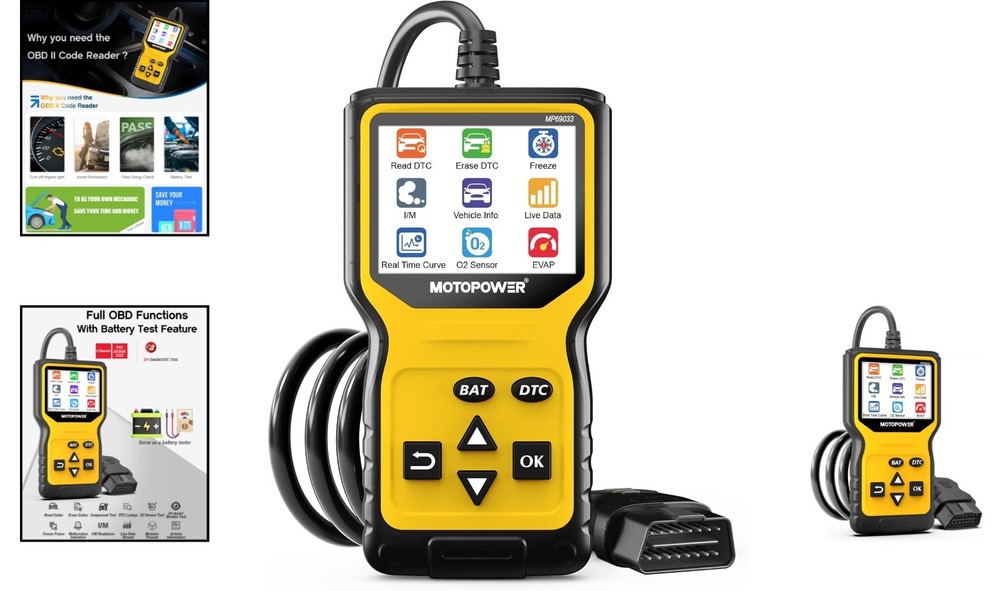 User-Friendly OBD Code Reader & Battery Tester - 1996+ Vehicle Compatibility