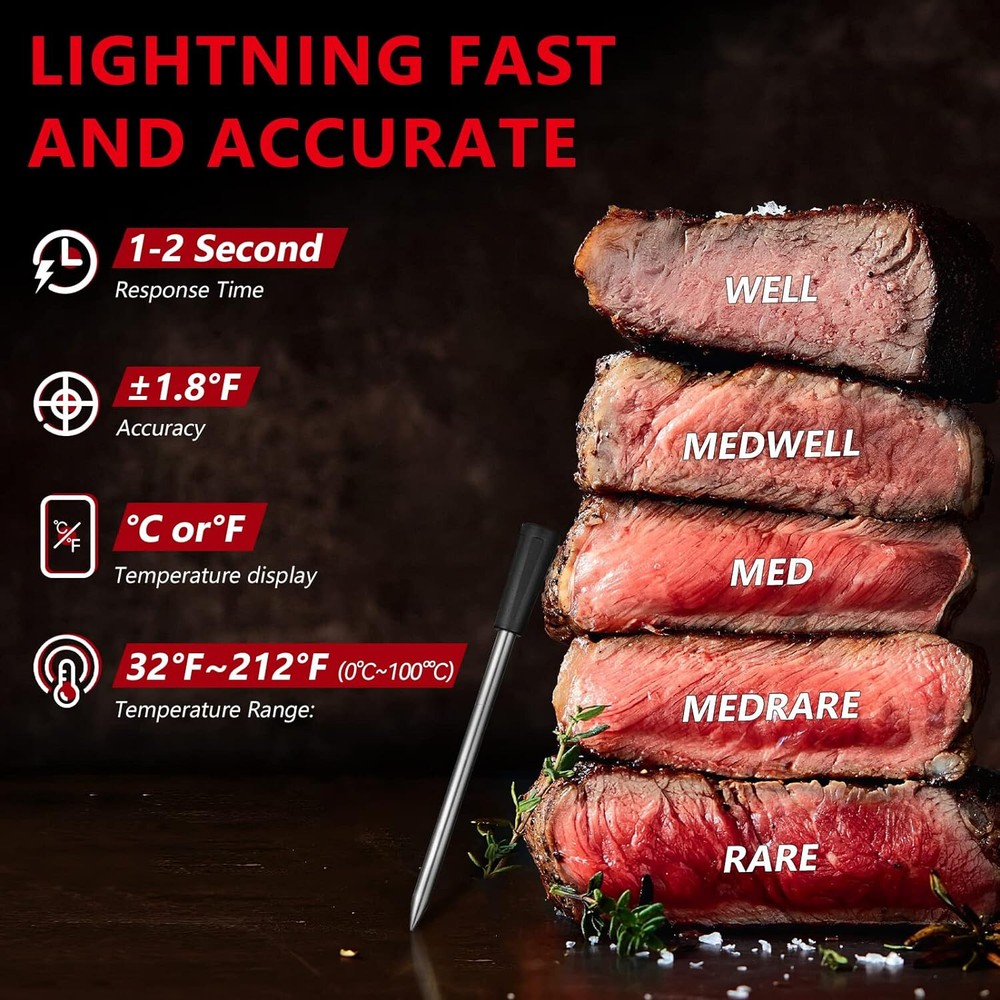 Probe Temp Extended Range Wireless Bluetooth Smart Meat Thermometer