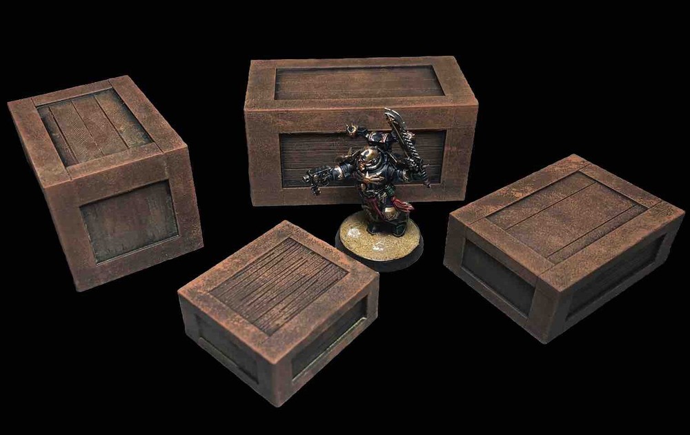 Large Boxes Set (4) Terrain Warhammer 40k Scenery