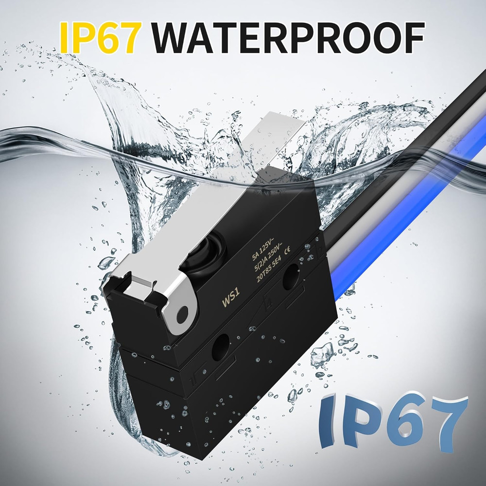 Waterproof Micro Limit Switch with Hinge Lever 6A 12V DC Lever Microswitch SPDT