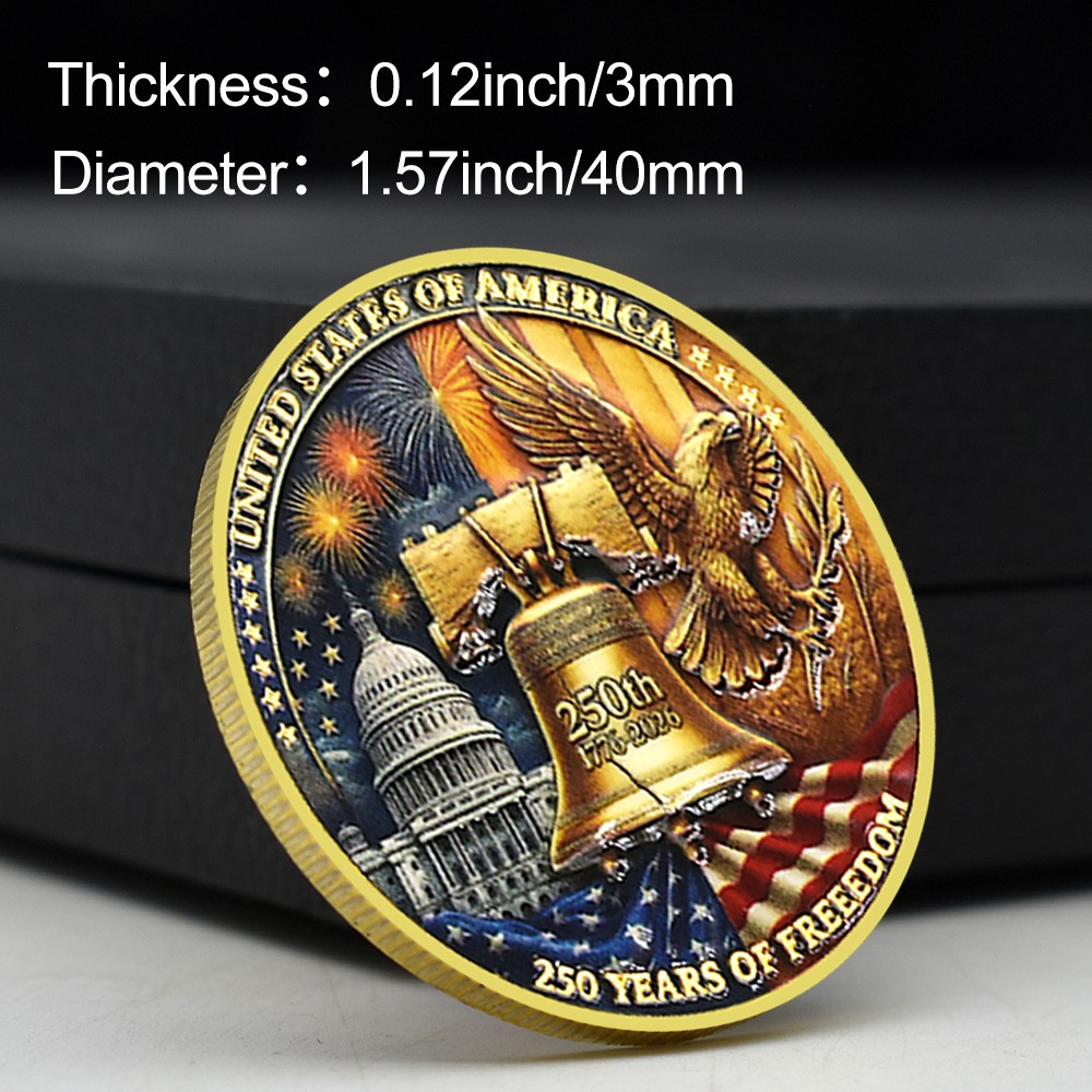 1776–2026 United States 250 Years of Freedom Coin Gold-Plated Anniversary Medal