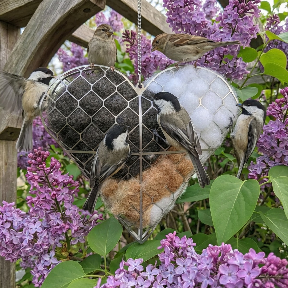 Handmade Alpaca Fiber Bird Nesting Heart, Hanging Bird Shelter Hummingbird Nest