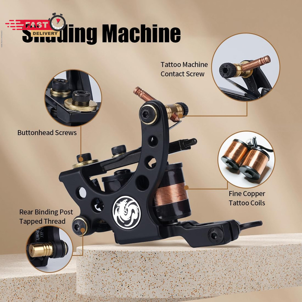 Dragonhawk Traditional Pro Complete Tattoo Kit - Two Machines Gun Easy Use Color