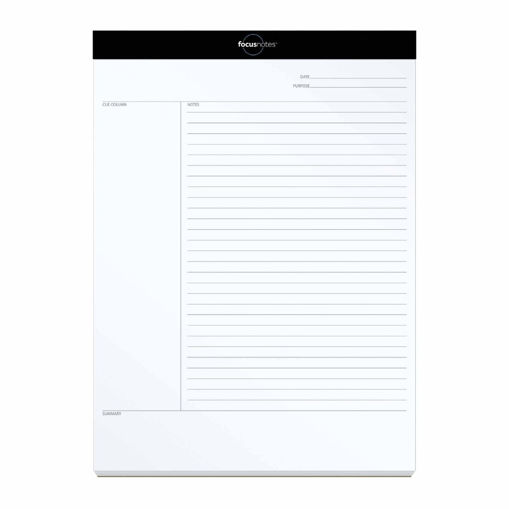FocusNotes Writing Pad, Clear Note-Taking System, 8.5 x 11 Sheets, Guided Not...