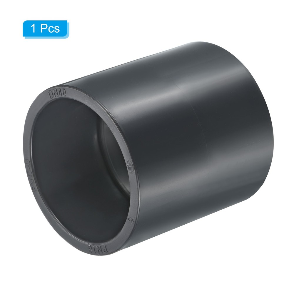 UPVC Pipe Fitting 50mm 1.97" Socket, 1pc Straight Joint, Dark Grey