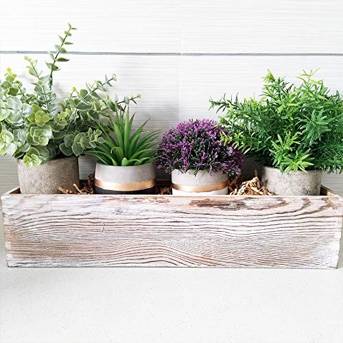 1 Pcs Wood Planter Rectangle Whitewashed Rectangular Decorative Wooden Box