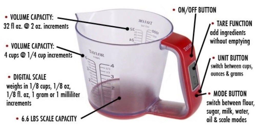 Taylor Measuring Cup Digital Scale Red 4 cup for baker Williams Sonoma