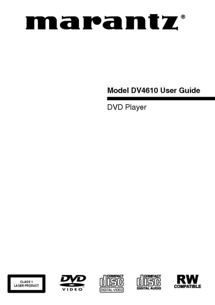 Marantz DV4610 DVD Player Owners Manual