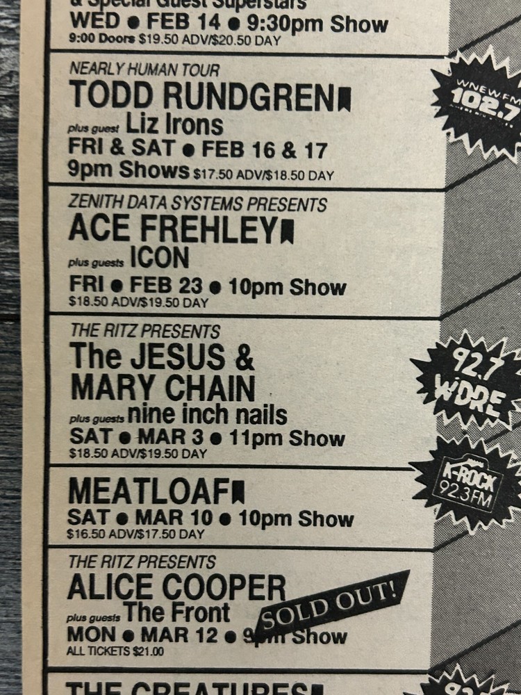 KISS Concert Ad Advert ACE FREHLEY Trouble Walkin 1990 Ritz NYC Vintage Kiss F