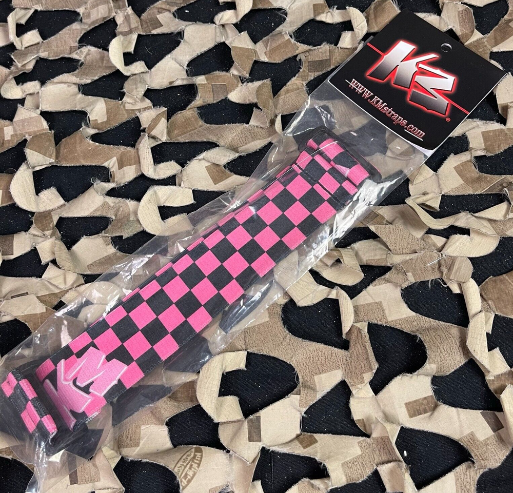 NEW KM Paintball Goggle Strap - Checkered Black/Pink