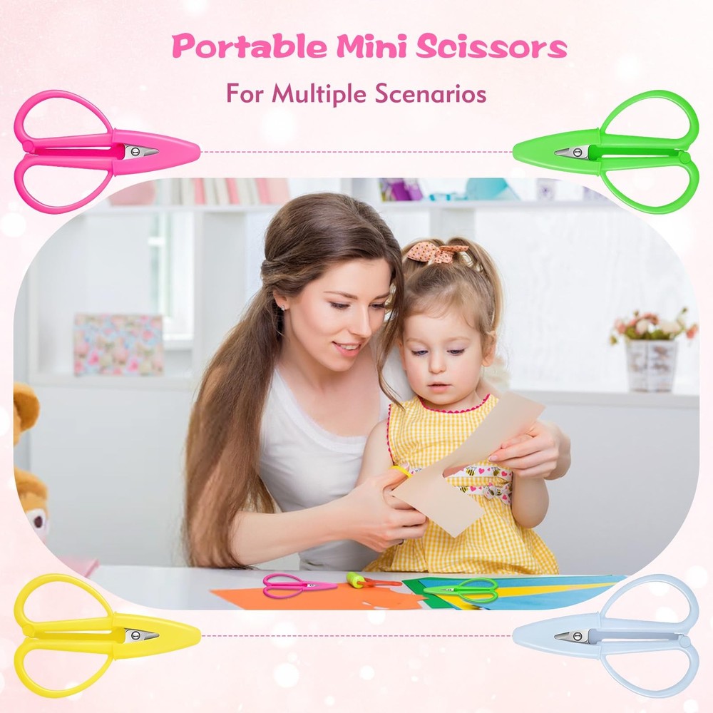4 Pack Mini Scissors - Small Sharp All Purpose with Cover Tiny...