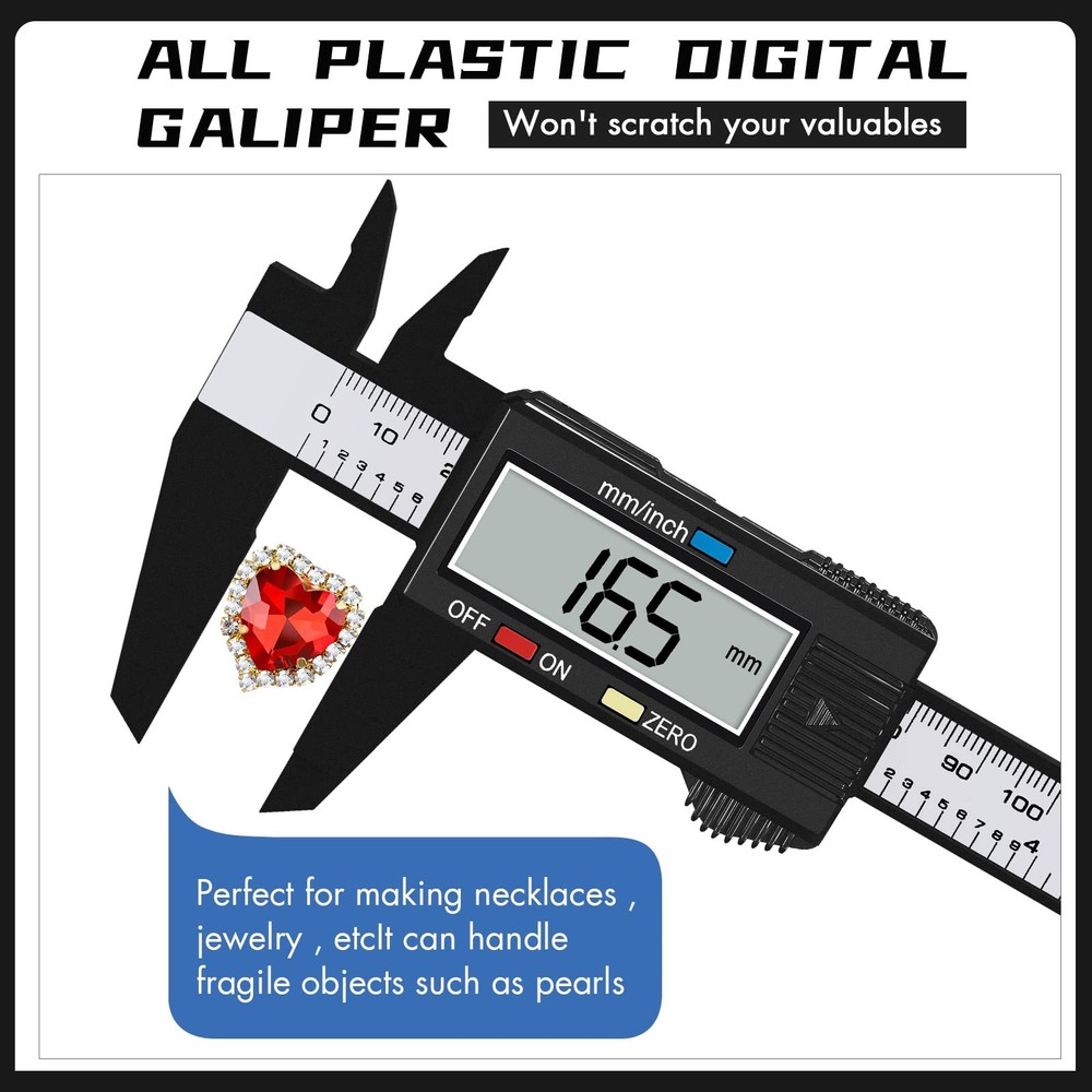 Simhevn Digital Caliper - Inch/MM Conversion, LCD Screen, 0-6" / 0-150mm