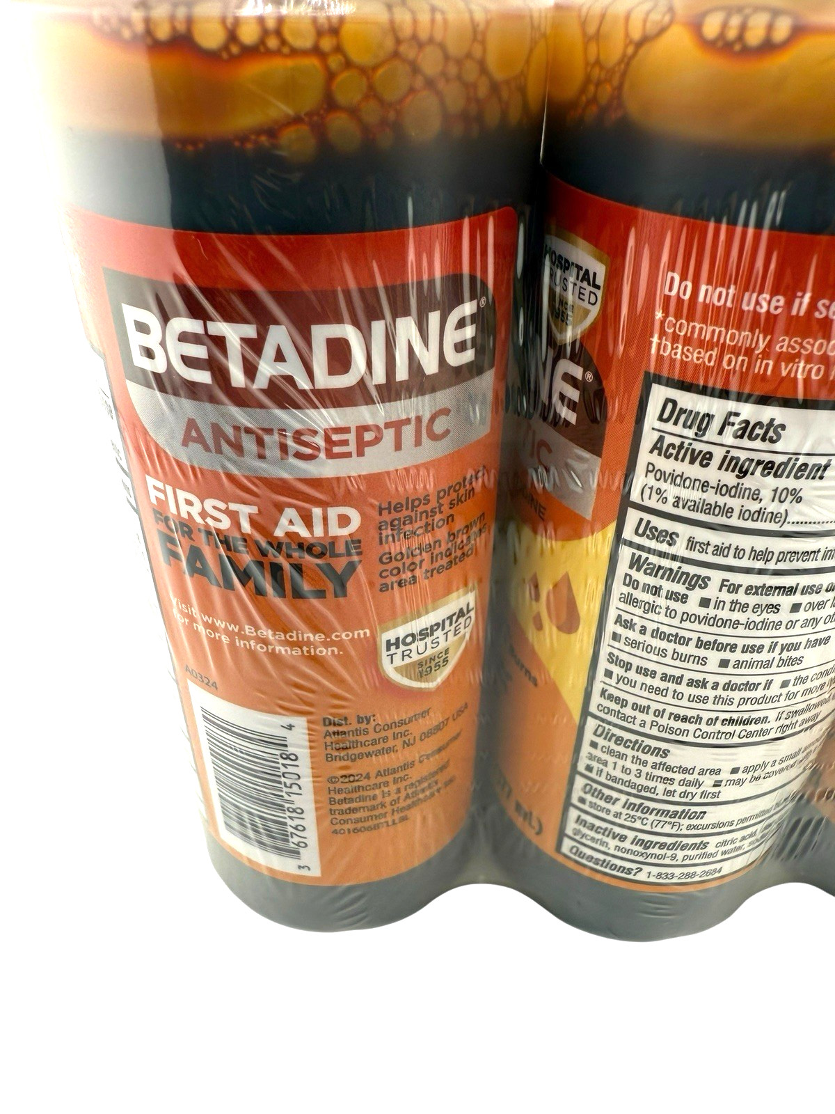 Betadine Antiseptic First Aid Solution, 10% Povidone-Iodine, 6 oz- 3 pack New!