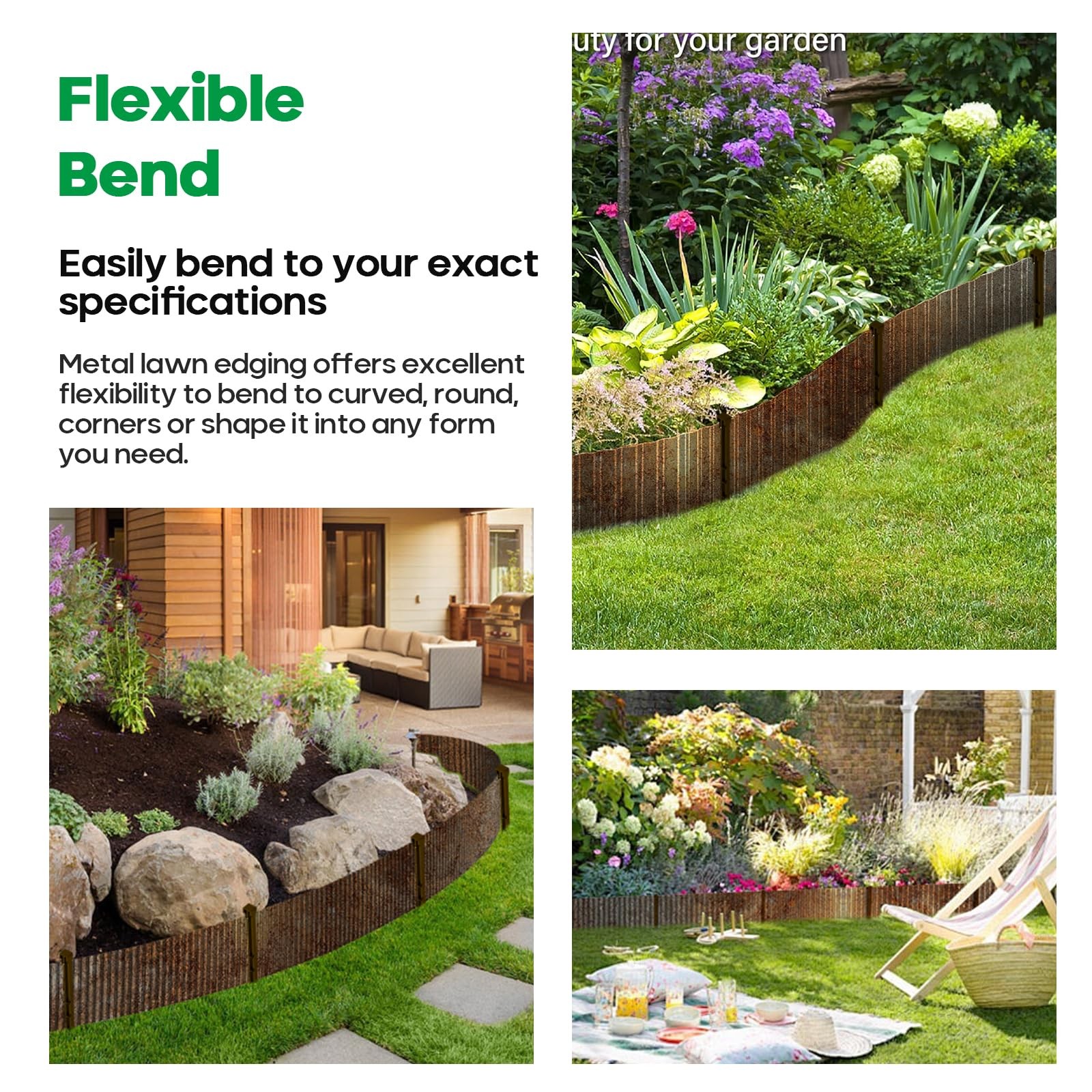 Corrugated Metal Garden Edging,Sturdy Tall Landscape Edging Borders with 6pcs...