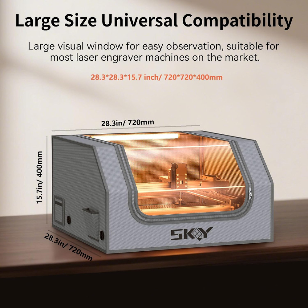 Skouphy Updated Integrated Laser Engraver Enclosure with LED Light, Ventilation
