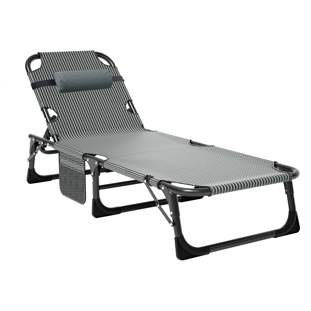 Slsy 4 Position Portable Lounge Chair for Beach Lawn Camping Pool Sun Tanning