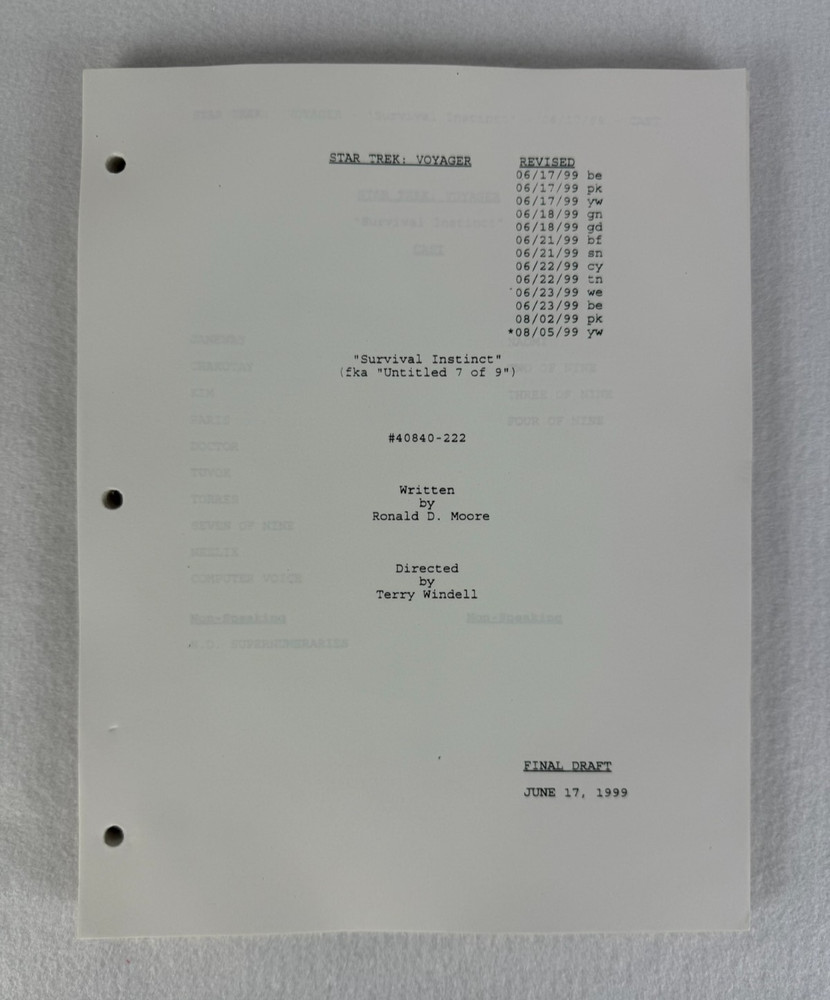 Star Trek Voyager “Survival Instinct” Final Draft Studio Script 06/27/1999