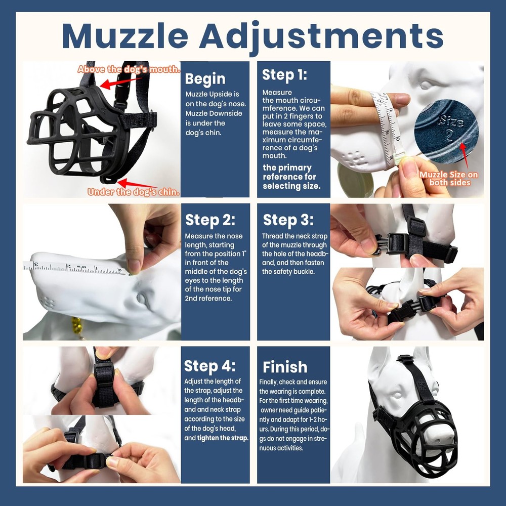 Royal Claws Dog Muzzle, Basket Muzzle for Small Medium Large SIZE 1, Black